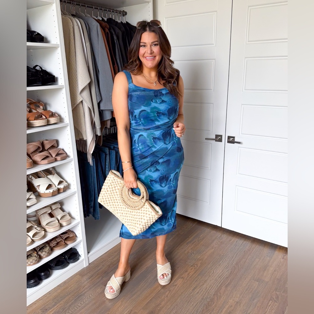 Grace Karin Blue Floral Midi Dress